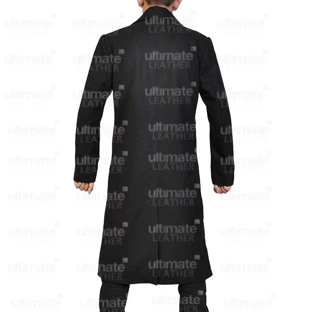Men's 3 Button Wool Knee-Length Trench Coat