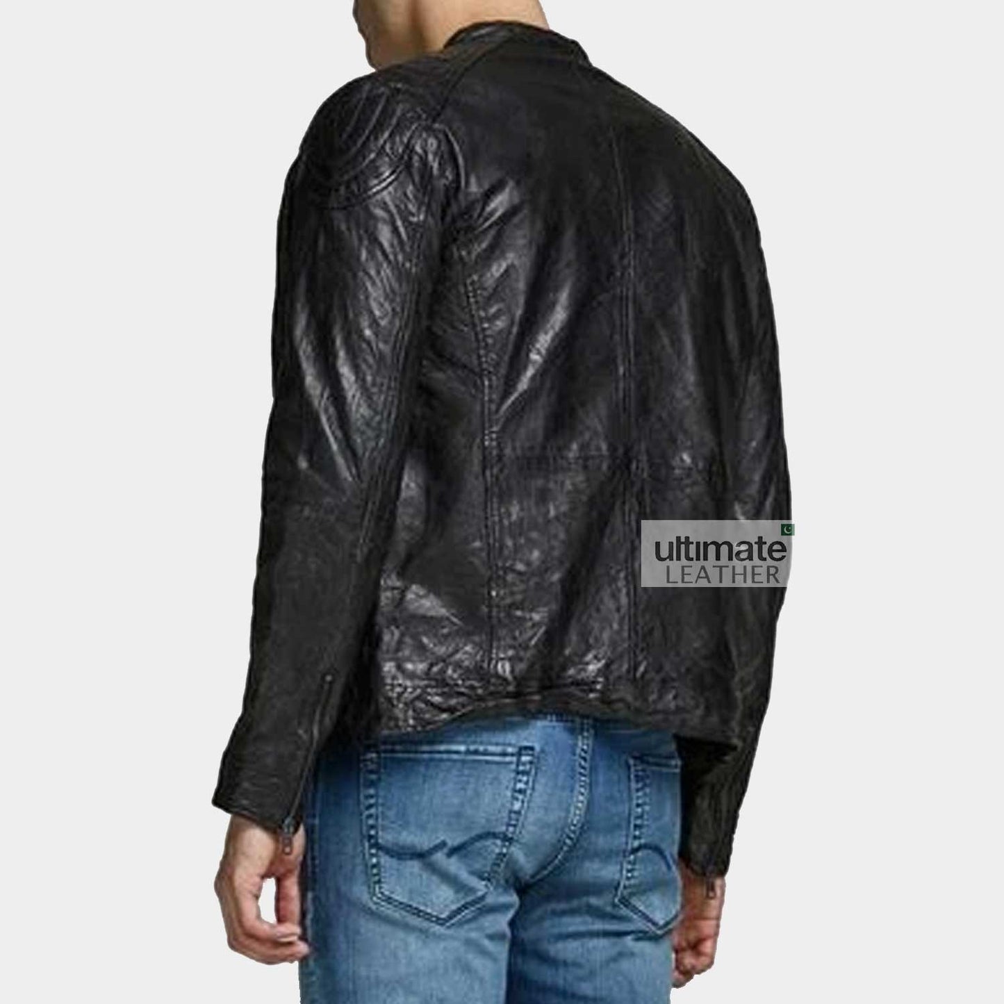 Men's Black Artificial Leather Jacket