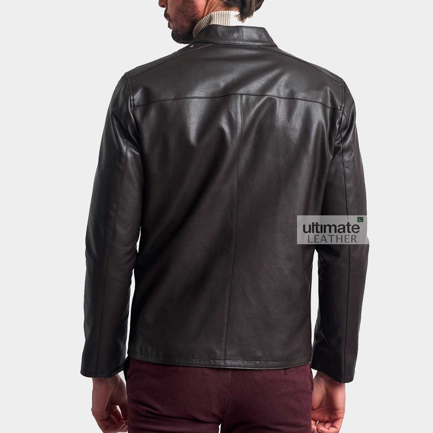 Men's Fitted Dark Brown Leather Jacket