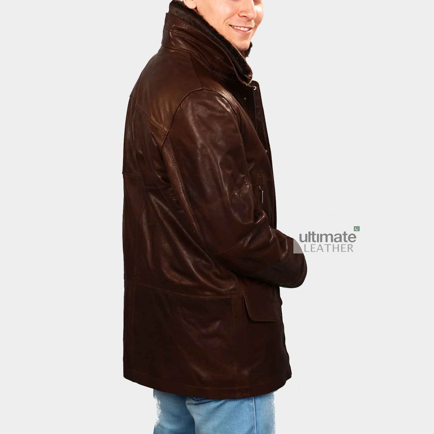 Mens Hunter Brown Leather Jacket