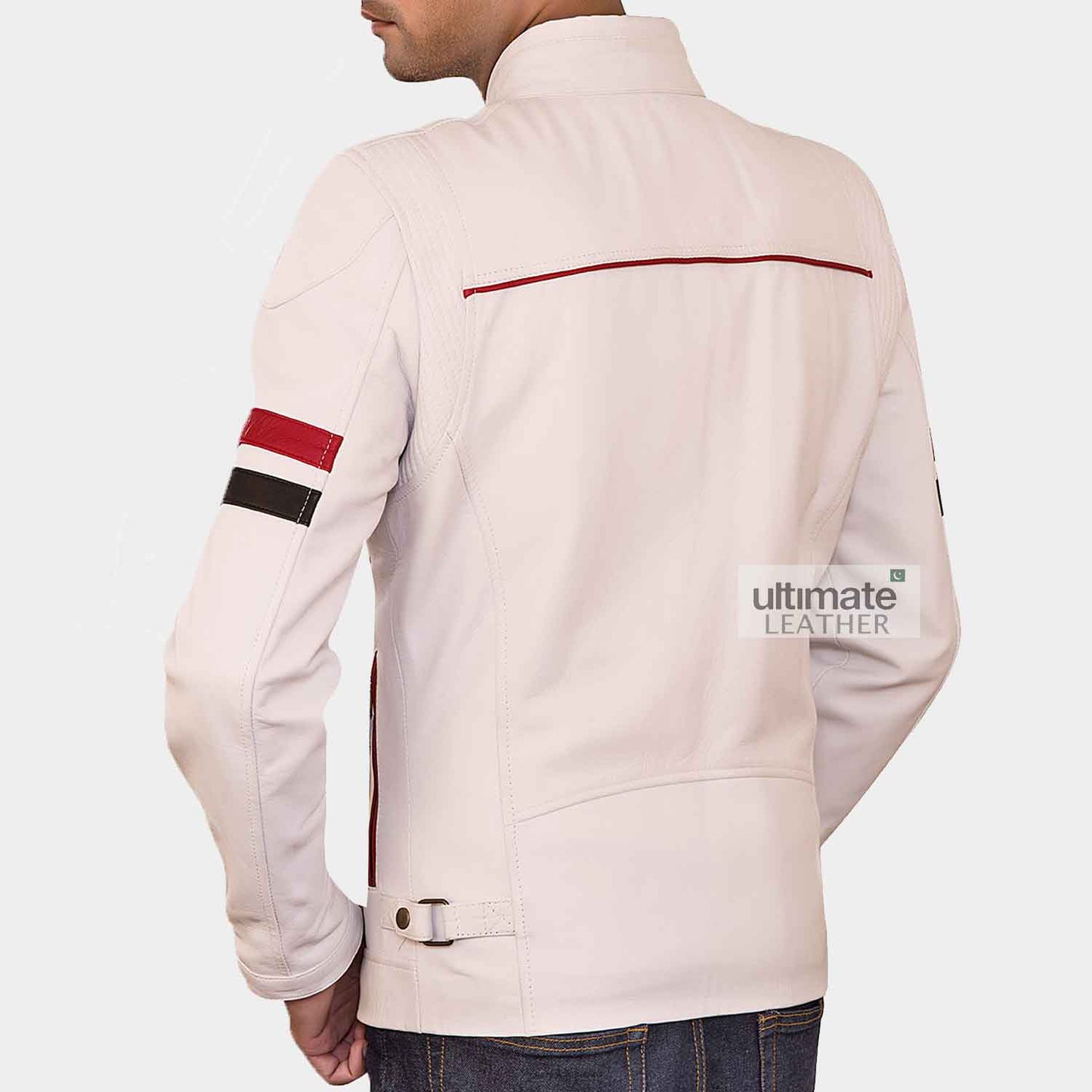 Men’s White Biker Racer Leather Jacket