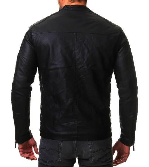 Men's Casual Black Leather Jacket