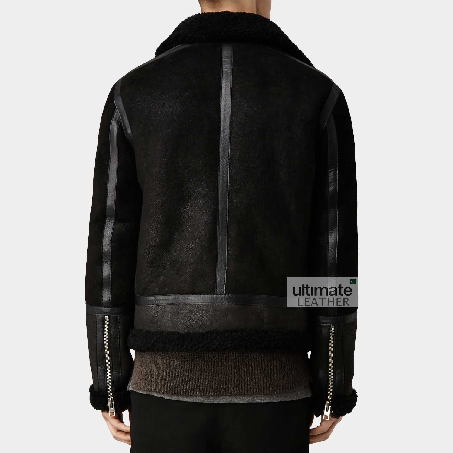 Men's Black Fur Cow Leather Jacket