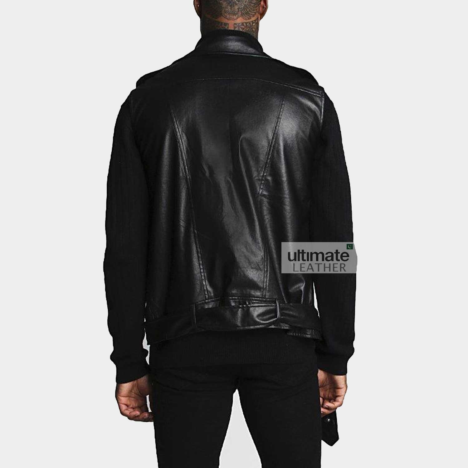 Men's Black Biker/Motorcycle Leather Vest