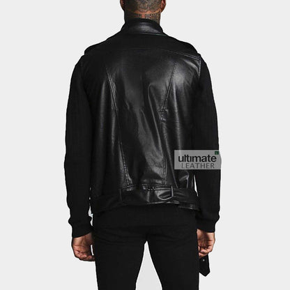 Men's Black Biker/Motorcycle Leather Vest