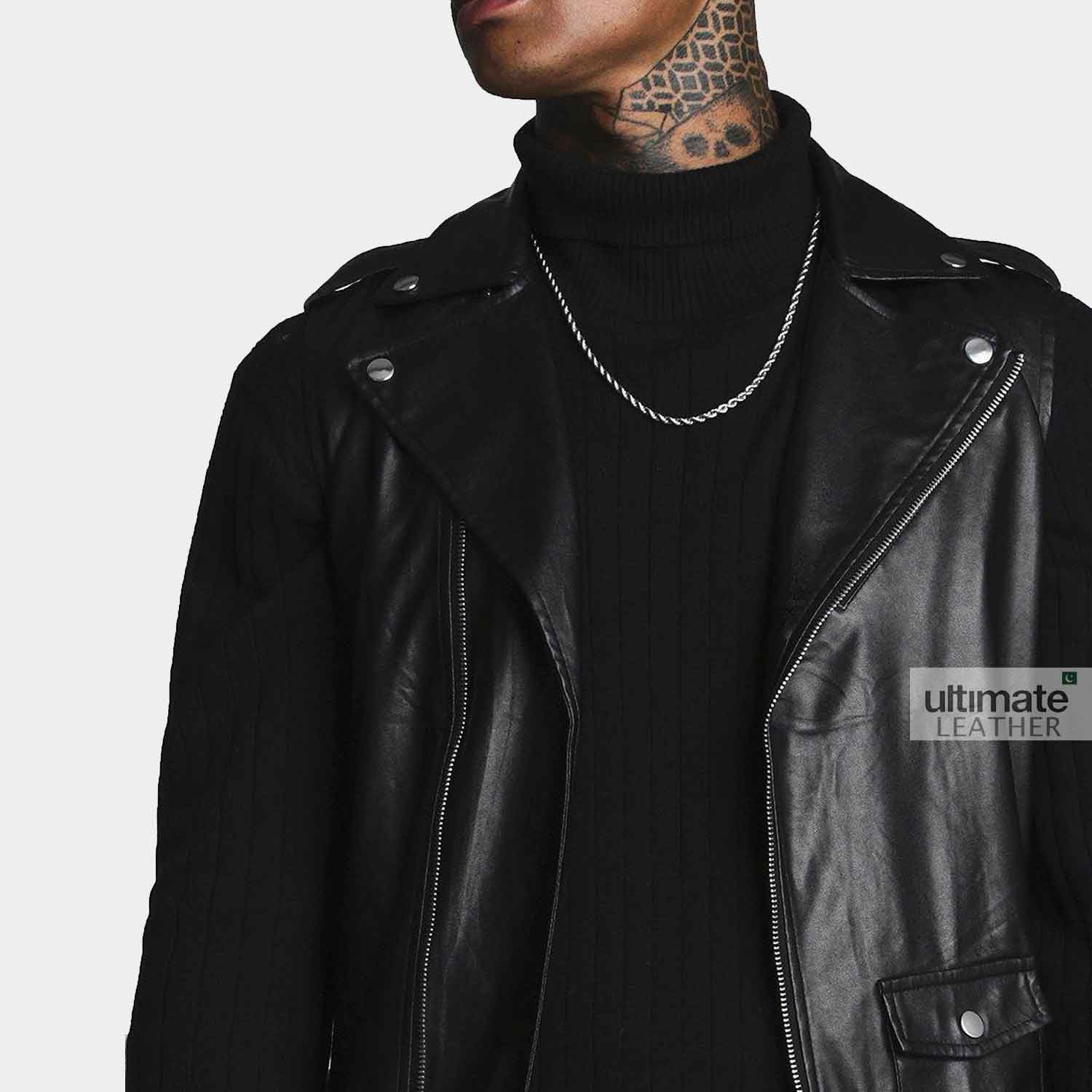 Men's Black Biker/Motorcycle Leather Vest