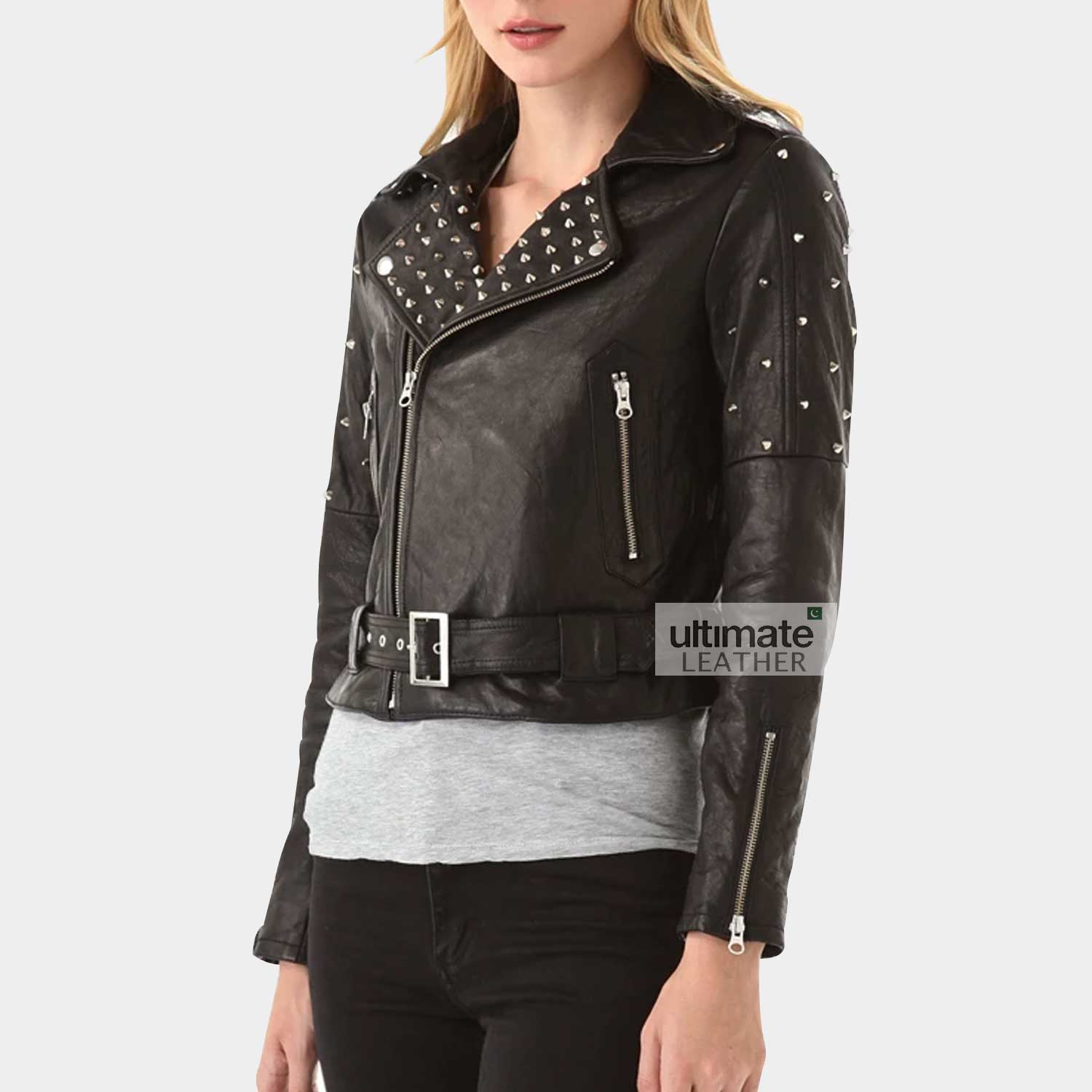 Black Spike Leather Jacket