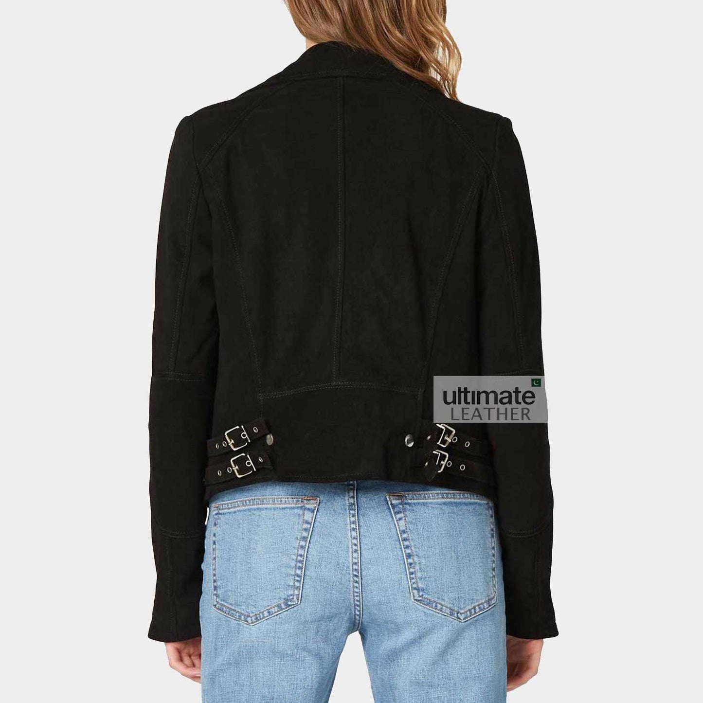 Women's Black Suede Biker Jacket