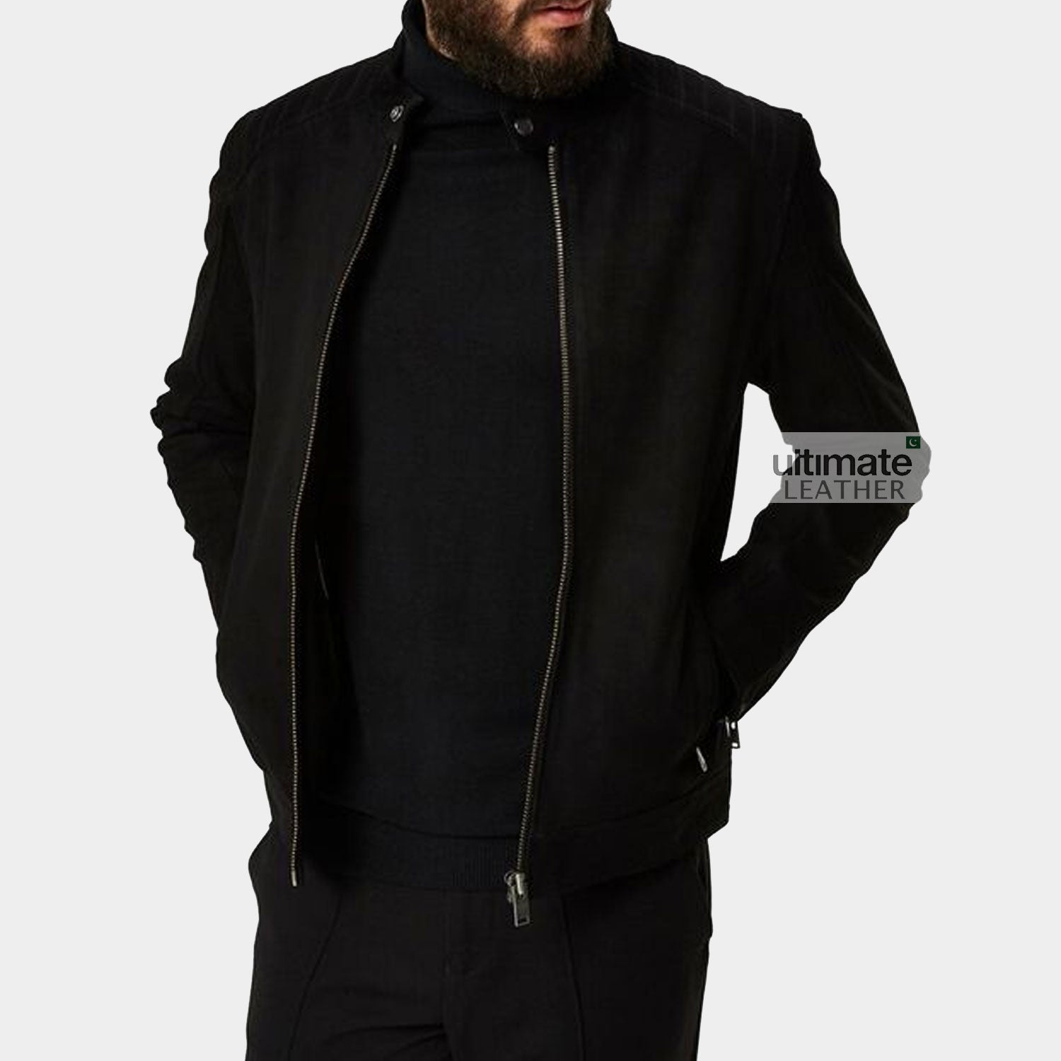 Men's Black Suede Leather Jacket