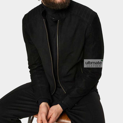 Men's Black Suede Leather Jacket