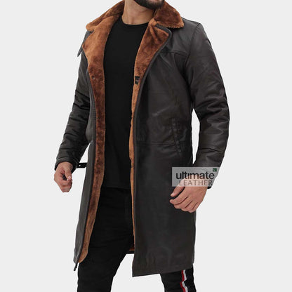 Men's Dark Brown Fur Leather Coat
