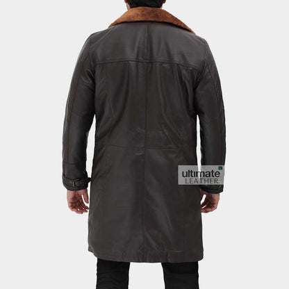 Men's Dark Brown Fur Leather Coat
