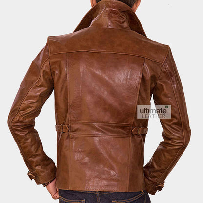 Vintage Motorcycle Brown Leather Jacket For Men