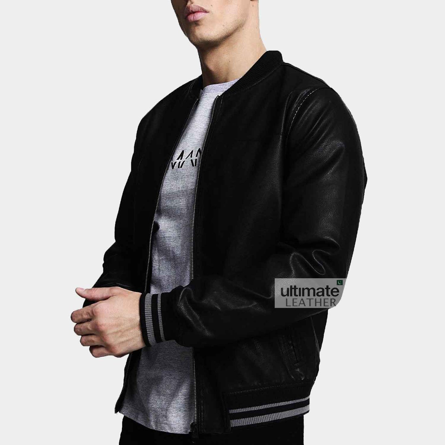 Men's Casual Black Leather Jacket