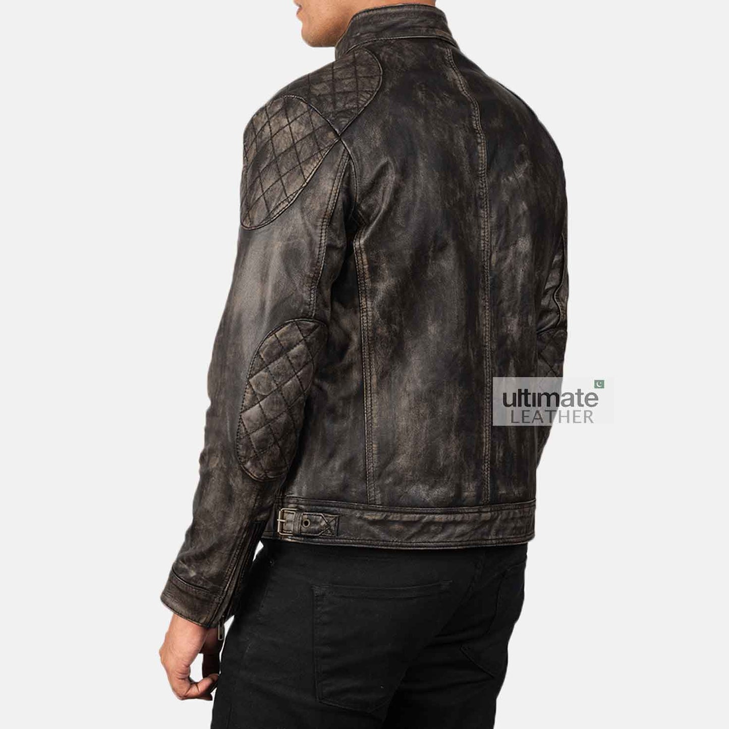 Mens Distressed Black Leather Jacket