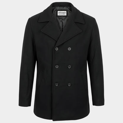 Men’s Double Breasted Black Pea Coat