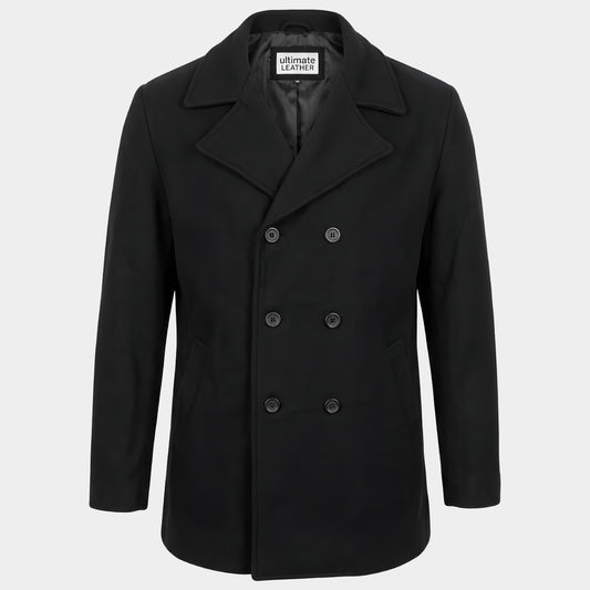 Men’s Double Breasted Black Pea Coat