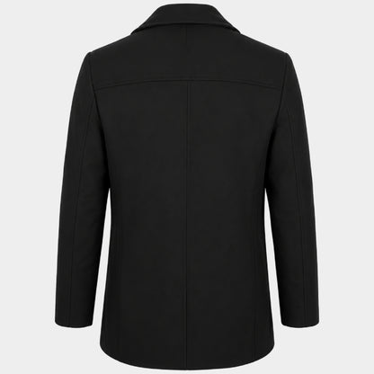 Men’s Double Breasted Black Peacoat Jacket