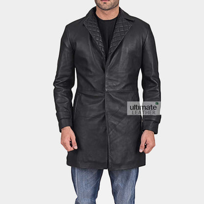 Men's Black Leather Coat