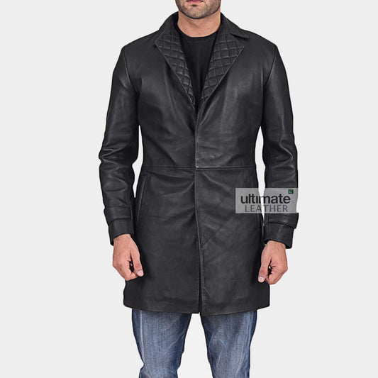 Men's Black Leather Coat