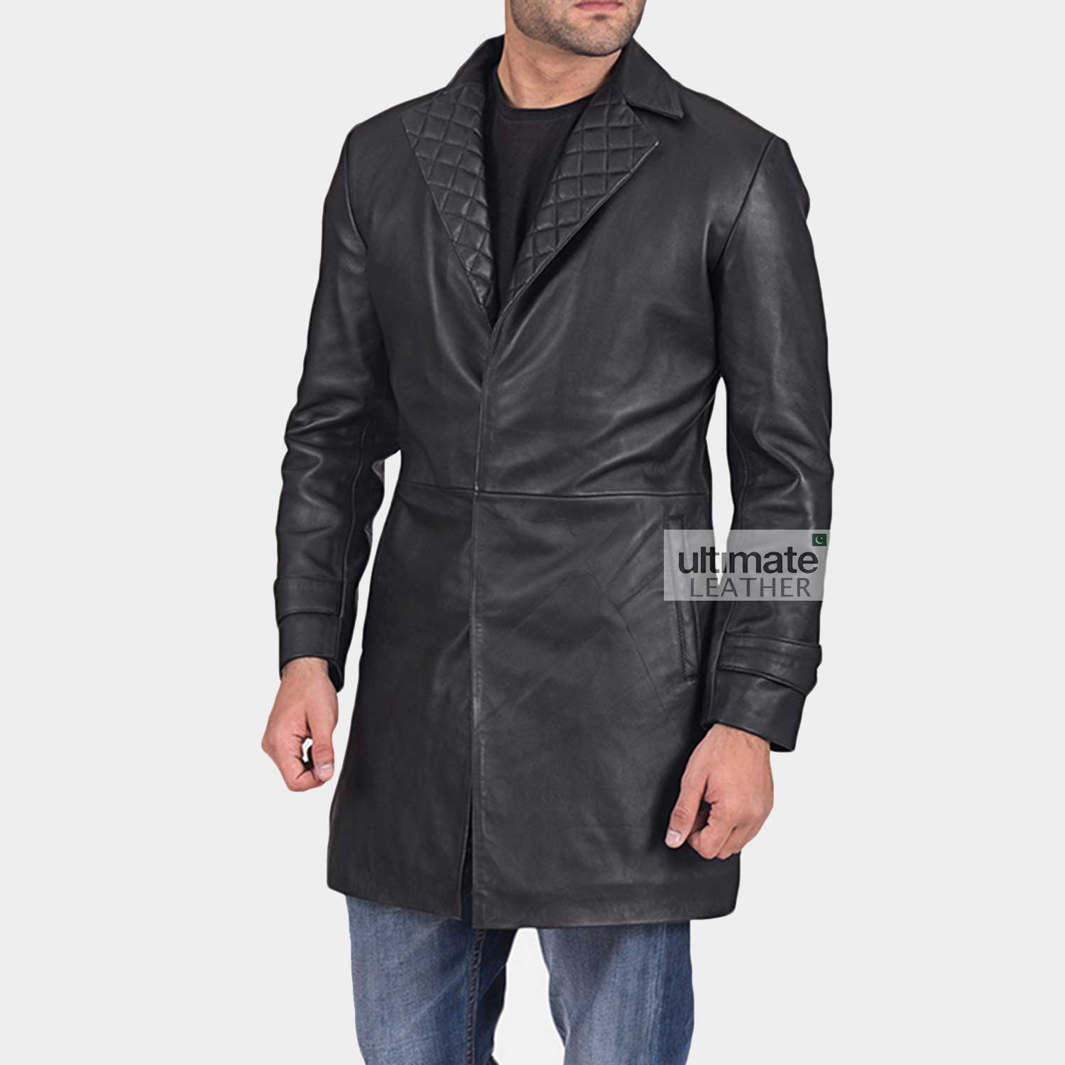 Men's Black Leather Coat
