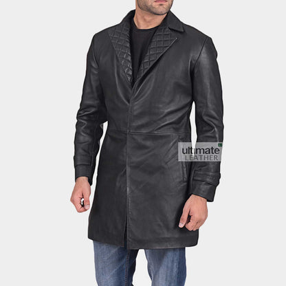 Men's Black Leather Coat