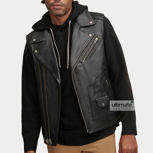 Men's Motorcycle Leather Vest