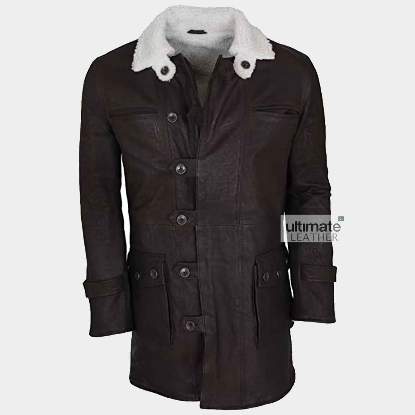 Mens B3 Choco Brown Trench Leather Coat