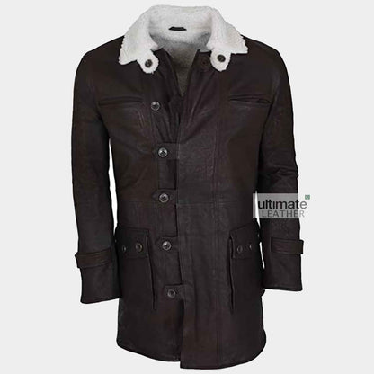 Mens B3 Choco Brown Trench Leather Coat