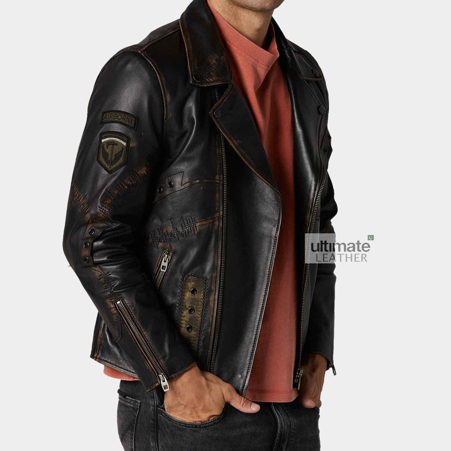 Men’s Brown Biker Style Leather Jacket