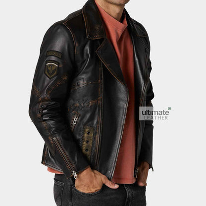 Men’s Brown Biker Style Leather Jacket