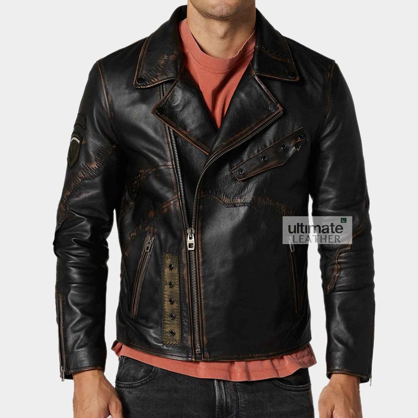 Men’s Brown Biker Style Leather Jacket