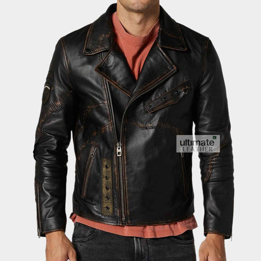 Men’s Brown Biker Style Leather Jacket