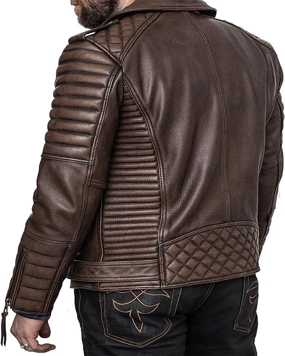 Men’s Cowhide Brown Biker Leather Jacket