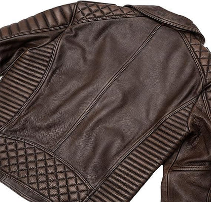 Men’s Cowhide Brown Biker Leather Jacket