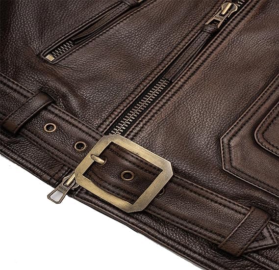 Men’s Cowhide Brown Biker Leather Jacket