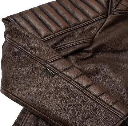 Men’s Cowhide Brown Biker Leather Jacket