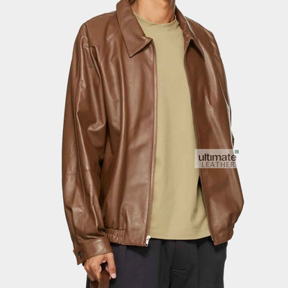 Mens Smart Casual Brown Leather Jacket