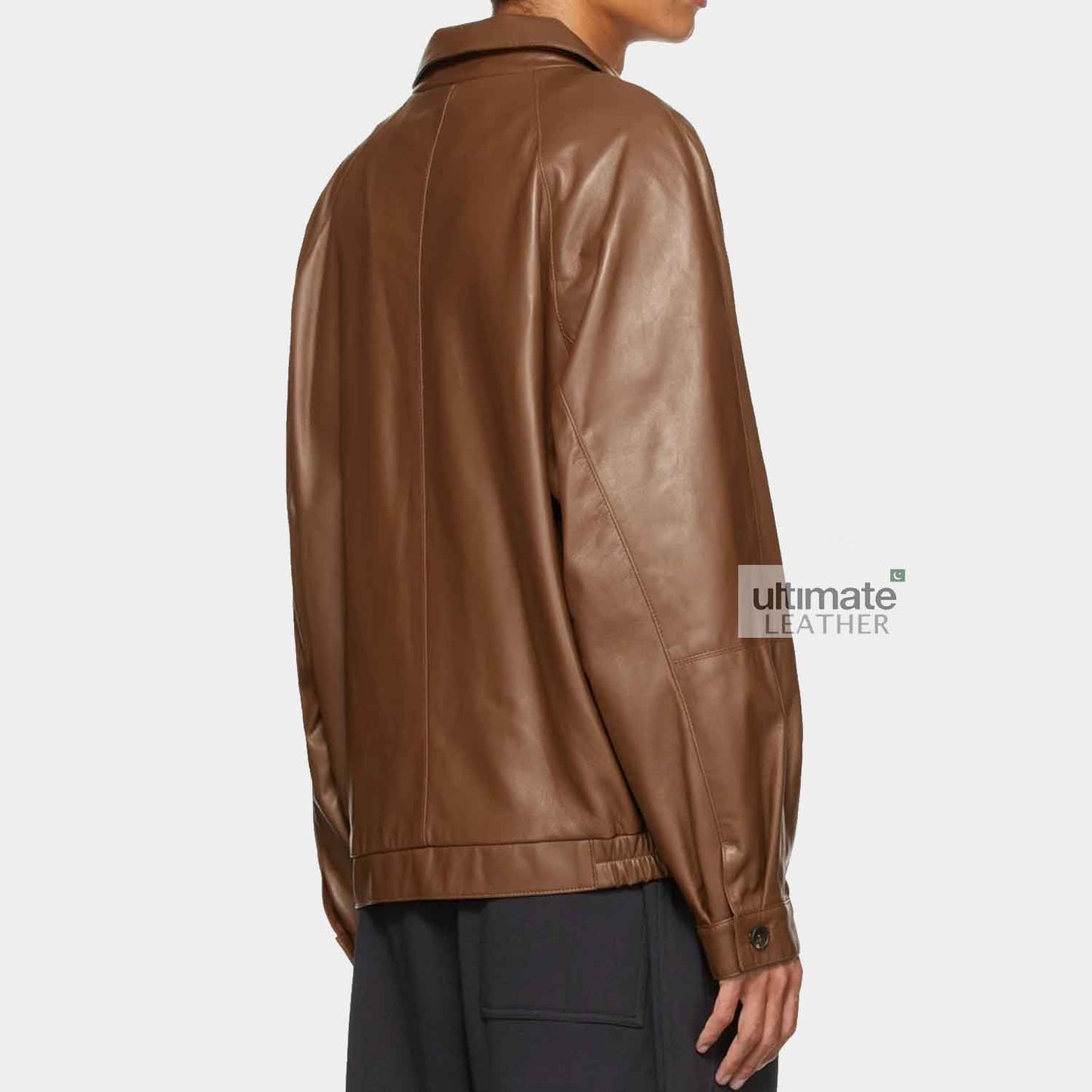 Mens Smart Casual Brown Leather Jacket