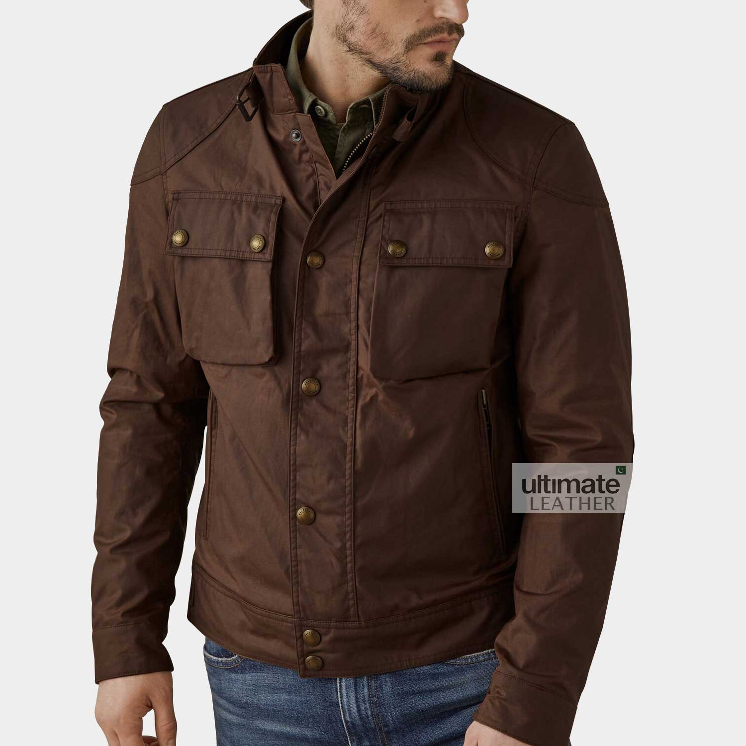Men's Dark Brown Cotton Jacket