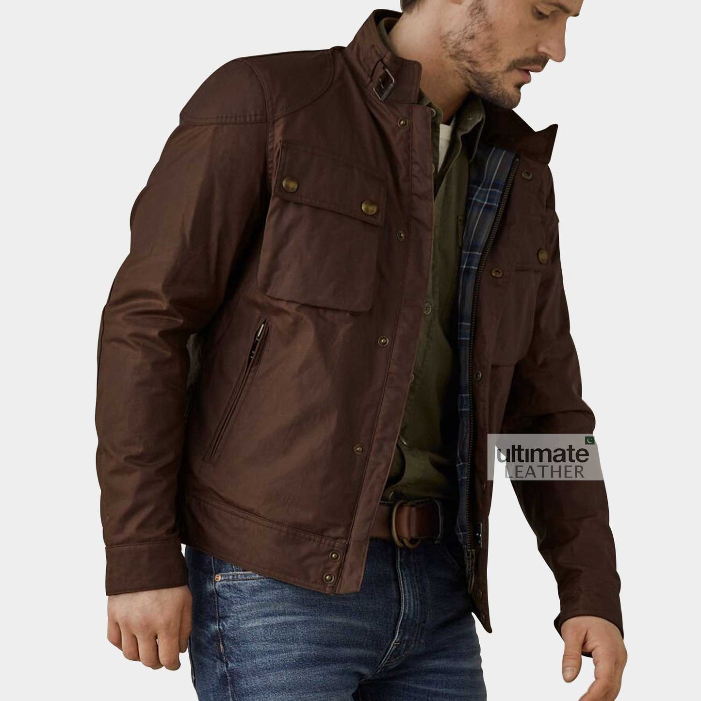 Men's Dark Brown Cotton Jacket
