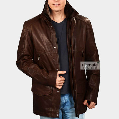 Mens Hunter Brown Leather Jacket