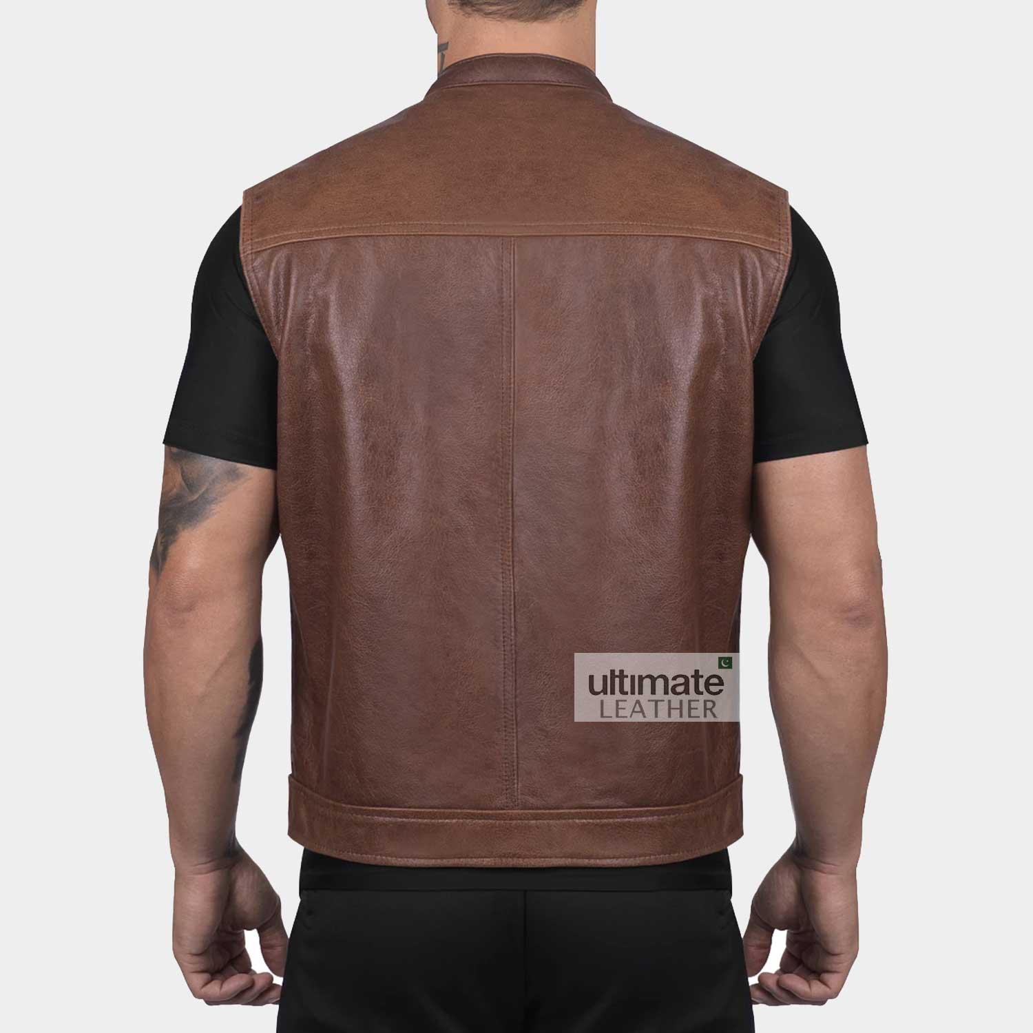 Men's Brown Leather Vest