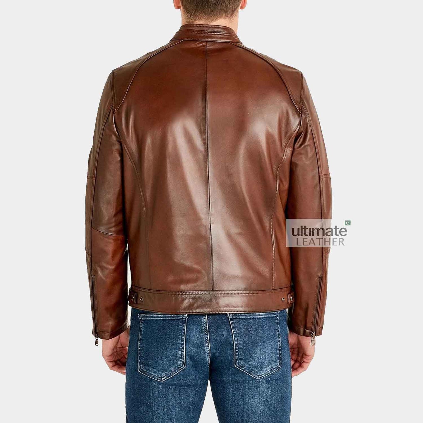 Mens Motorcycle Brown Leather Jacket