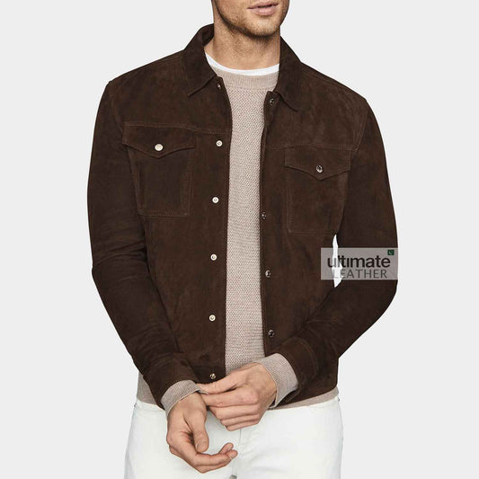 Men's Dark Brown Suede Jacket
