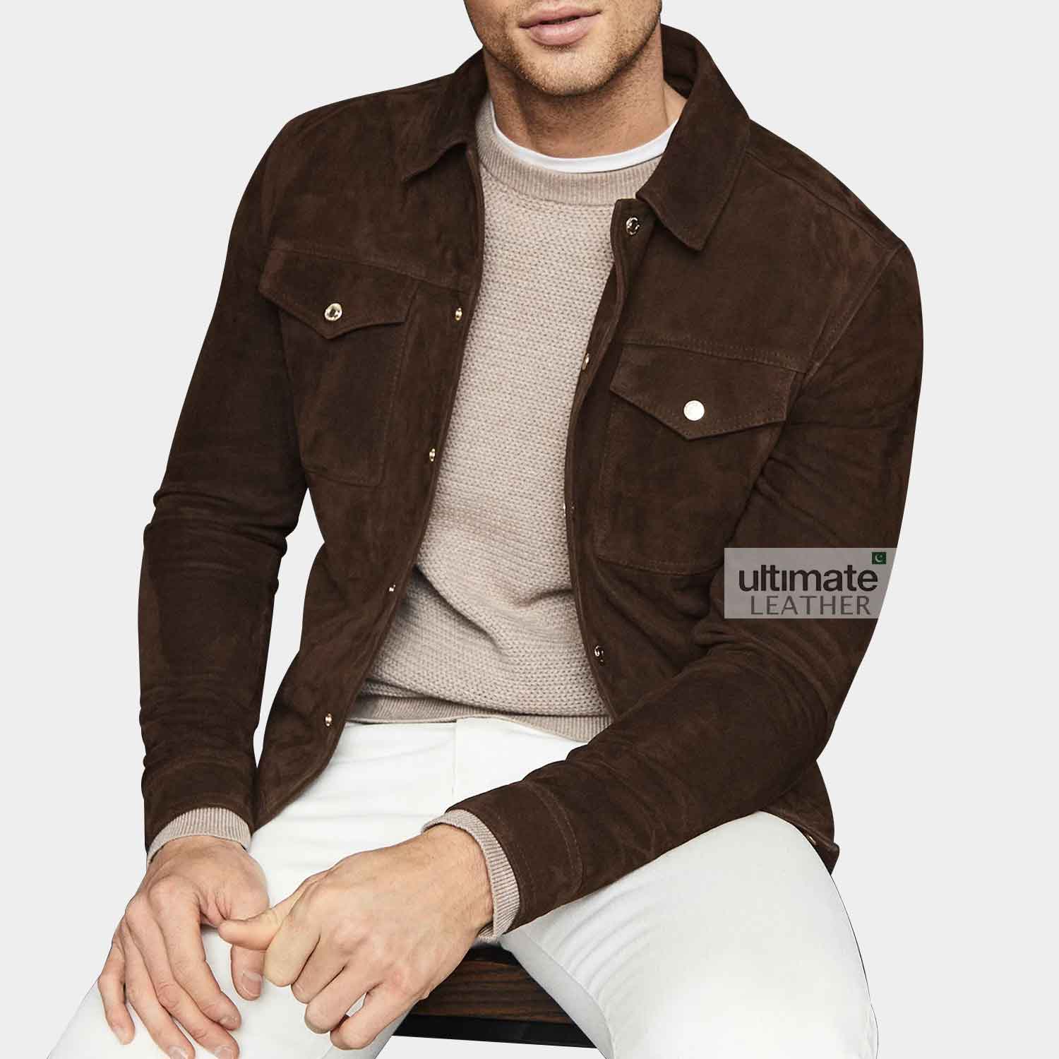 Men's Dark Brown Suede Jacket