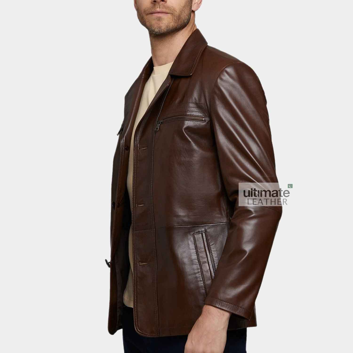 Men's Brown Casual Leather Jacket