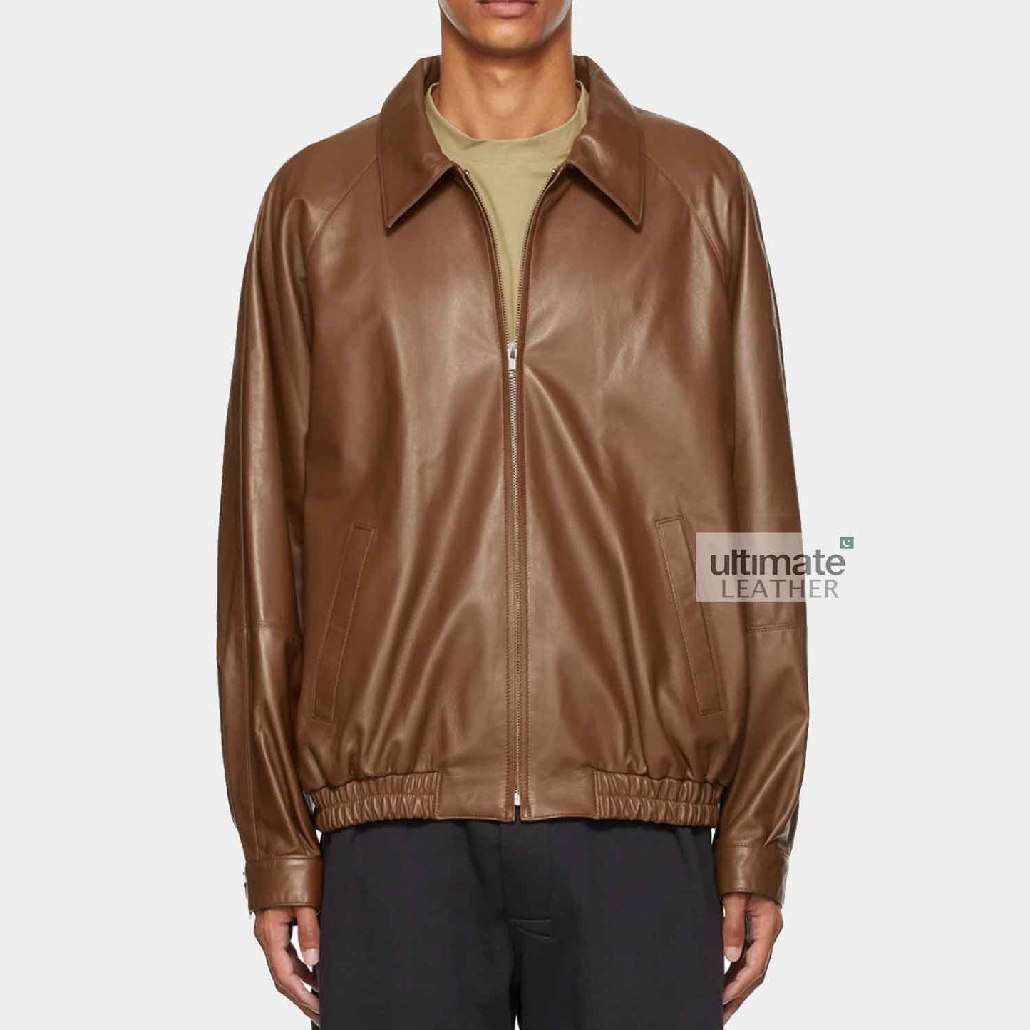 Mens Smart Casual Brown Leather Jacket