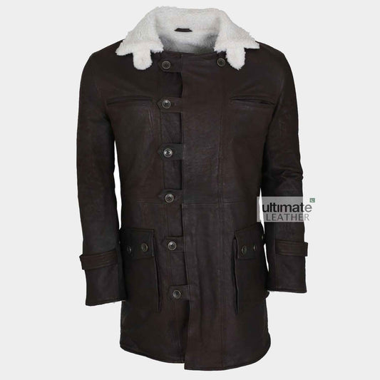 Mens B3 Choco Brown Trench Leather Coat