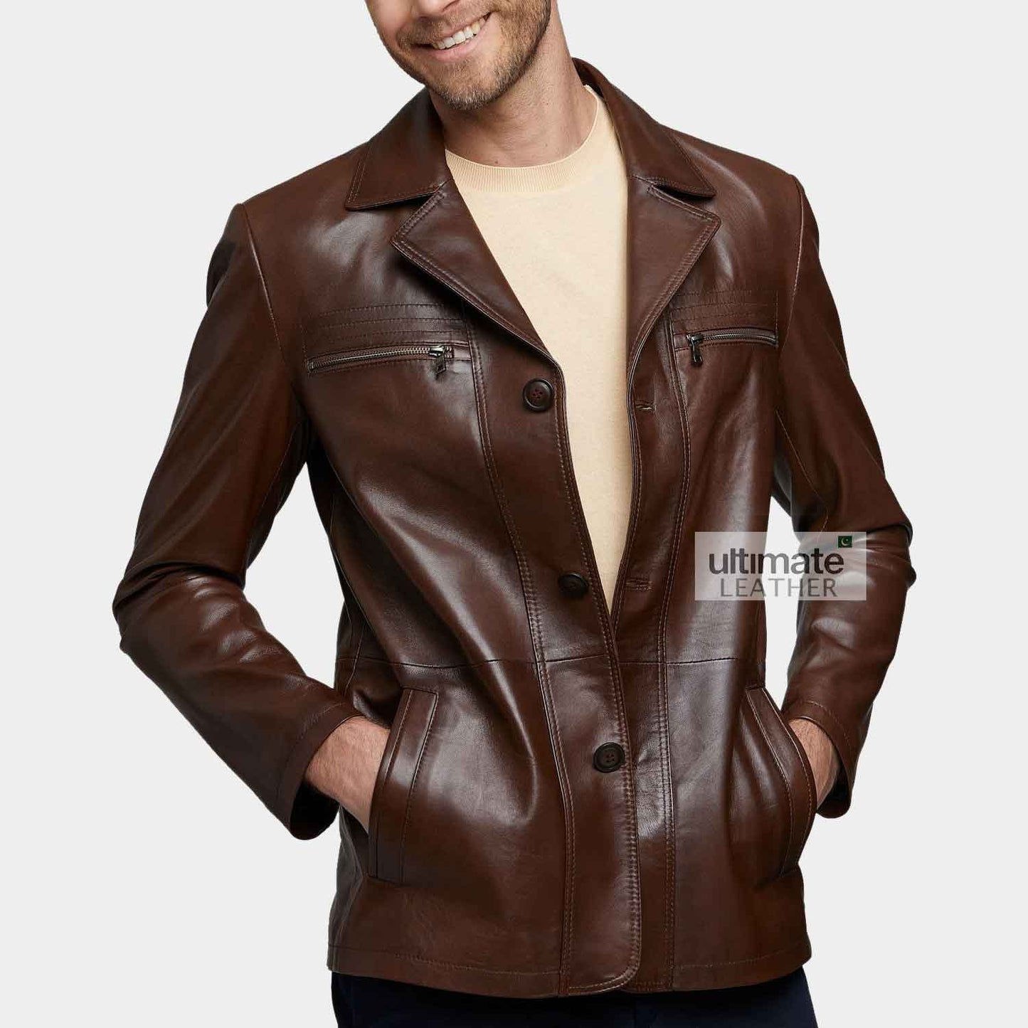 Men's Brown Casual Leather Jacket